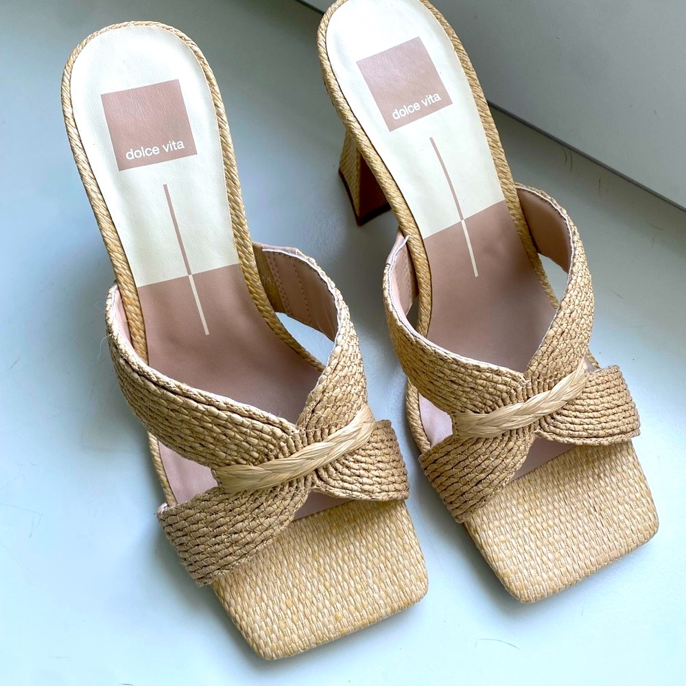 Dolce Vita Women's Tan Woven Heeled Sandals